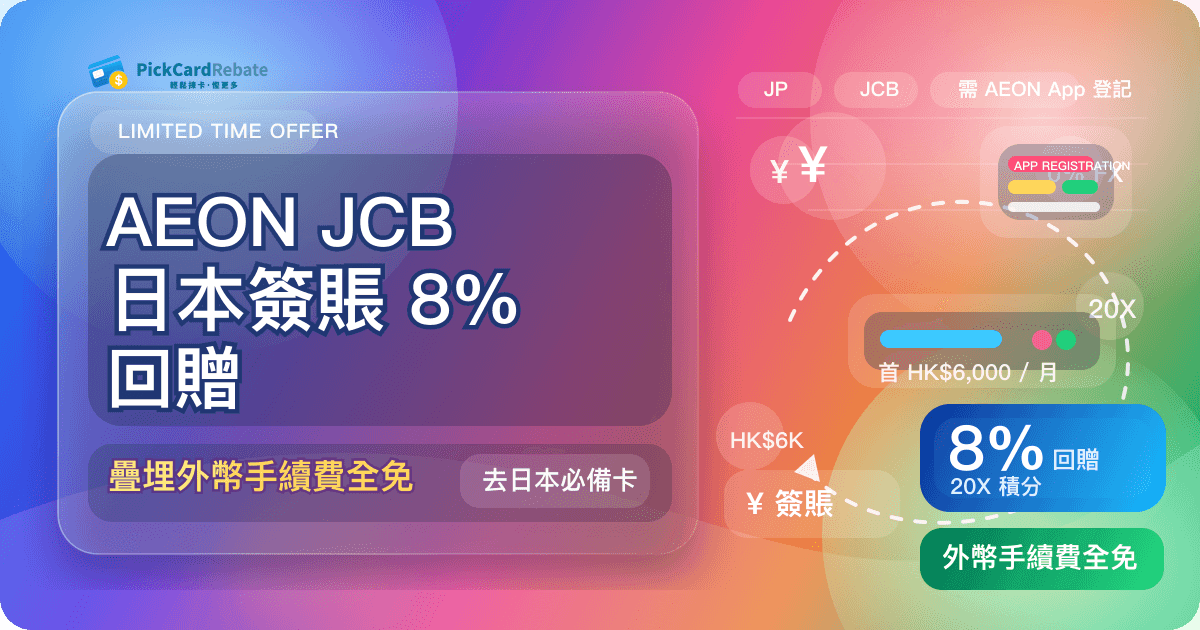 🇯🇵 AEON JCB 日本簽賬 8% 回贈｜疊埋外幣手續費全免，去日本必備卡