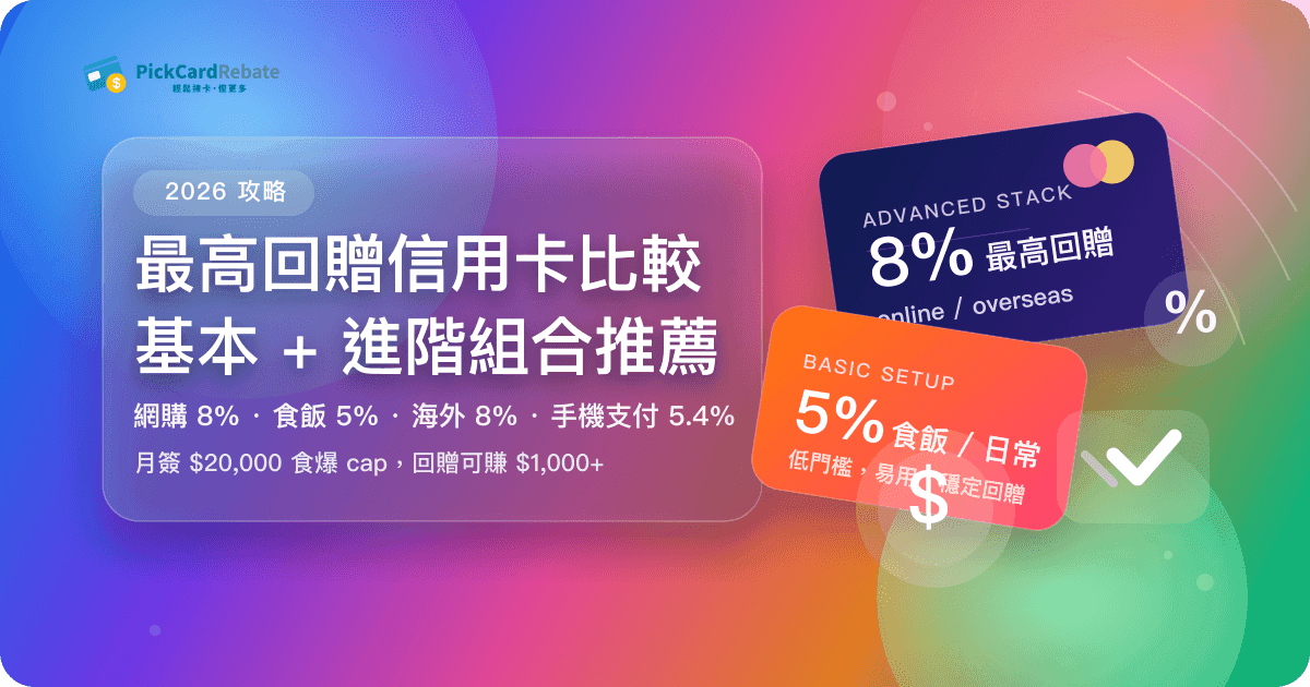2026 最高回贈信用卡比較｜基本 + 進階組合推薦