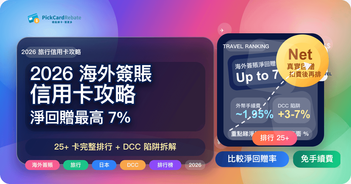 2026 海外簽賬信用卡攻略|25+ 卡完整排行,淨回贈最高 7%